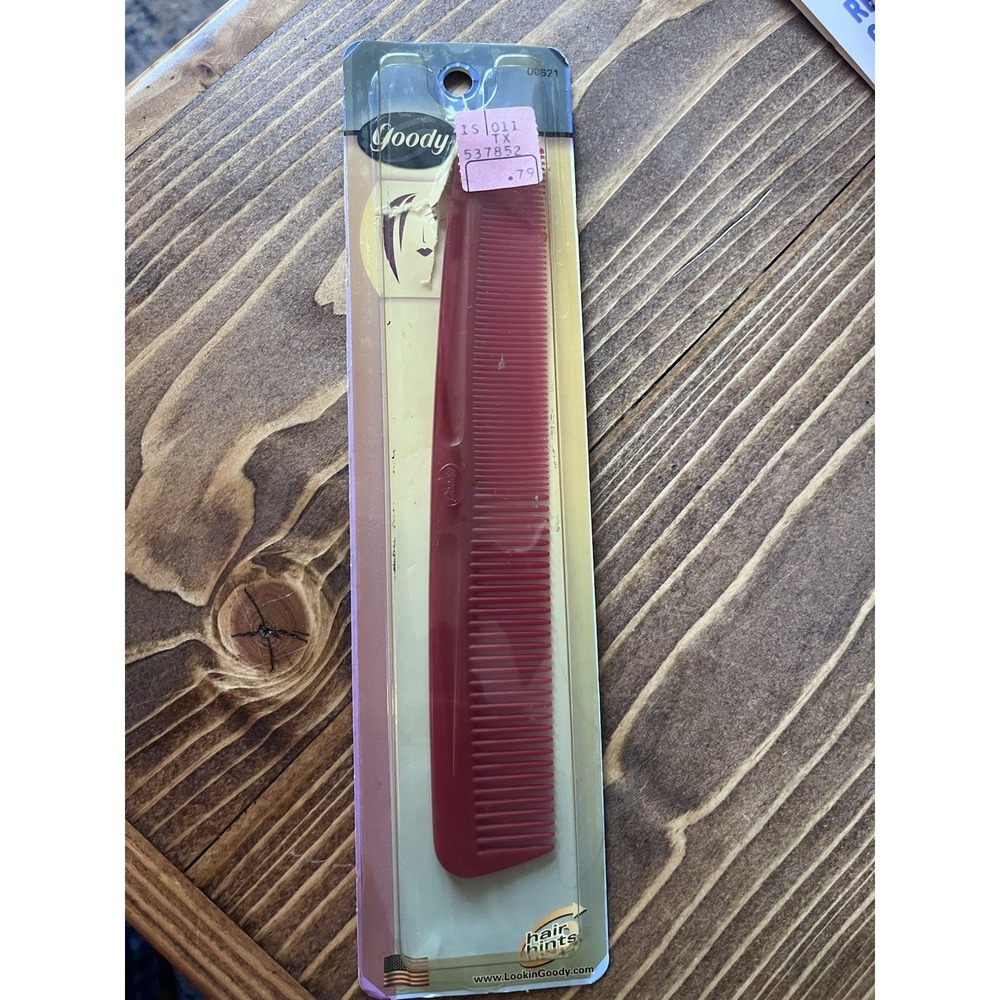 Vintage 2000 GOODY Styling Comb Smooths USA NEW 00621 Red Vintage Hair